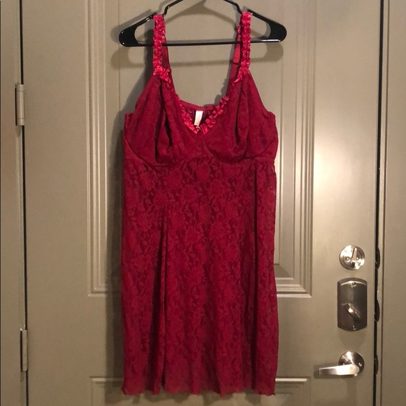 Cacique Other - Cacique Maroon Stretch Lace Chemise 26/28